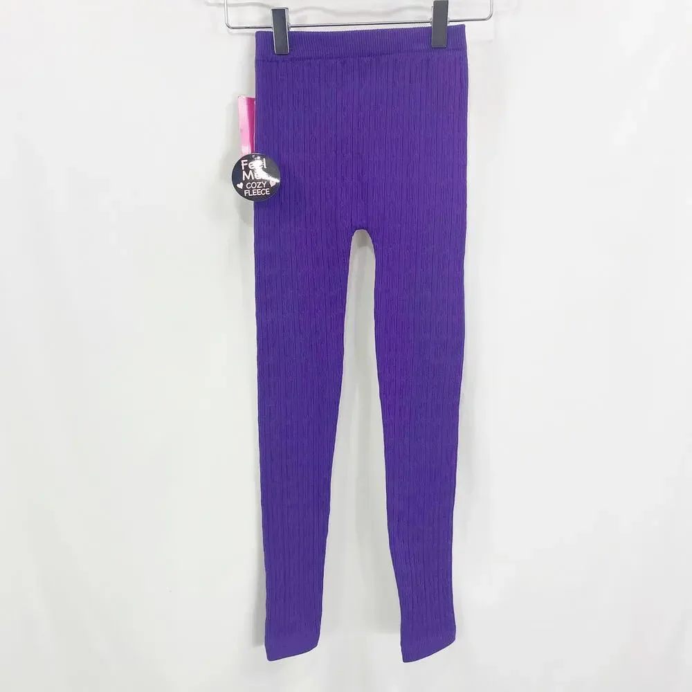 STAR RIDE Purple High Waist Stretchy Leggings Textured